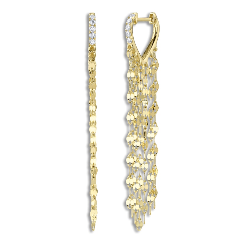 Main Image 1 of Shy Creation Diamond Mirror Chain Fringe Earrings 1/8 ct tw 14K Yellow Gold SC55026976