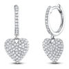 Thumbnail Image 1 of Shy Creation Diamond Pavé Heart Dangle Hoop Earrings 1/3 ct tw 14K White Gold SC55026128