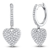Thumbnail Image 2 of Shy Creation Diamond Pavé Heart Dangle Hoop Earrings 1/3 ct tw 14K White Gold SC55026128
