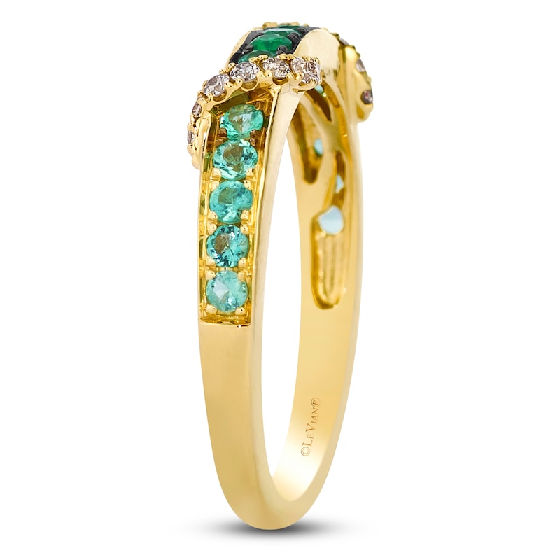 Main Image 2 of Le Vian Emerald Ombré Wrapped Ring 1/10 ct tw Diamonds 14K Honey Gold
