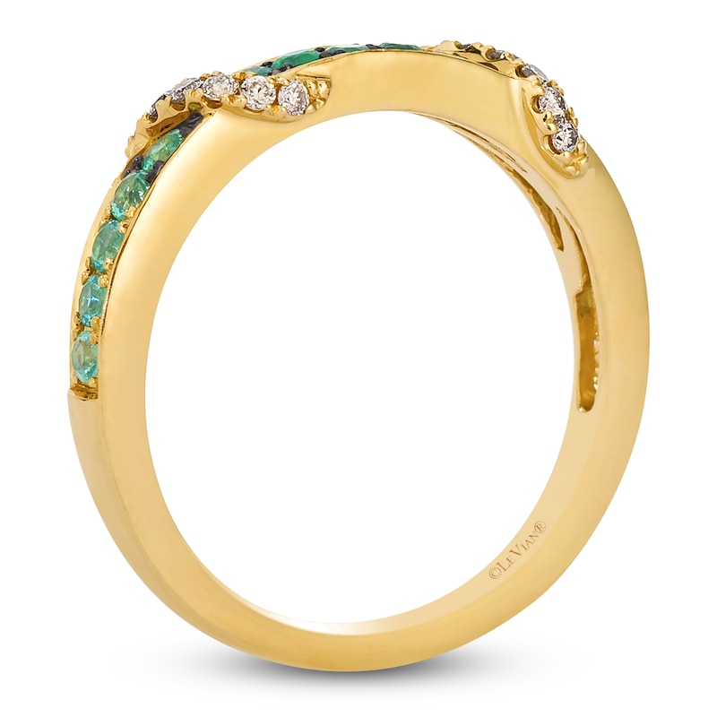 Main Image 3 of Le Vian Emerald Ombré Wrapped Ring 1/10 ct tw Diamonds 14K Honey Gold
