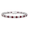 Thumbnail Image 1 of Oval-Cut Lab-Created Ruby & Round-Cut White Lab-Created Sapphire Bracelet Sterling Silver 7.25"