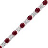 Thumbnail Image 2 of Oval-Cut Lab-Created Ruby & Round-Cut White Lab-Created Sapphire Bracelet Sterling Silver 7.25"