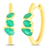 Thumbnail Image 2 of Pear, Oval & Marquise-Cut Natural Emerald Hoop Earrings 10K Yellow Gold