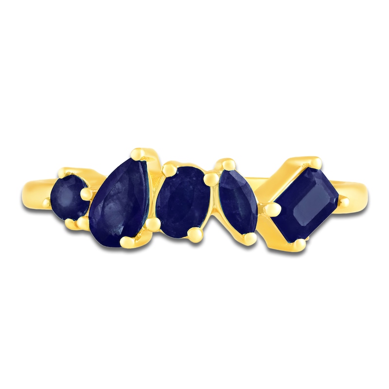 Main Image 3 of Multi-Shape Natural Blue Sapphire Ring 10K Yellow Gold