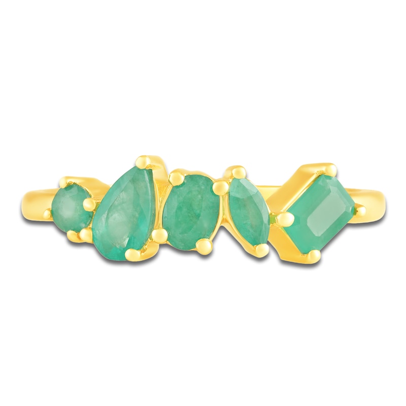 Main Image 3 of Multi-Shape Natural Emerald Ring 10K Yellow Gold