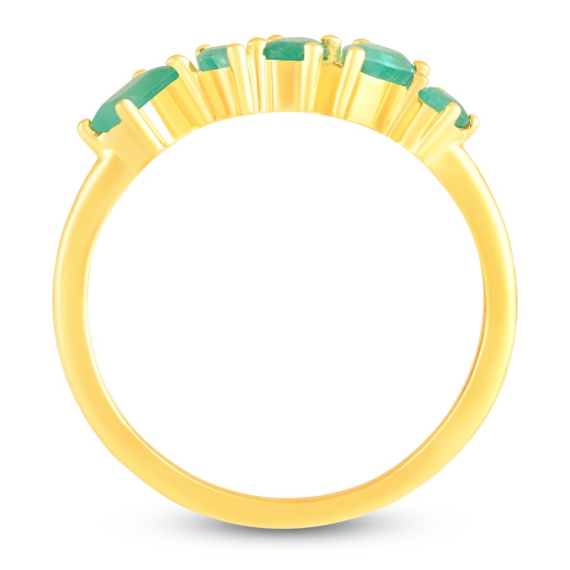 Main Image 4 of Multi-Shape Natural Emerald Ring 10K Yellow Gold