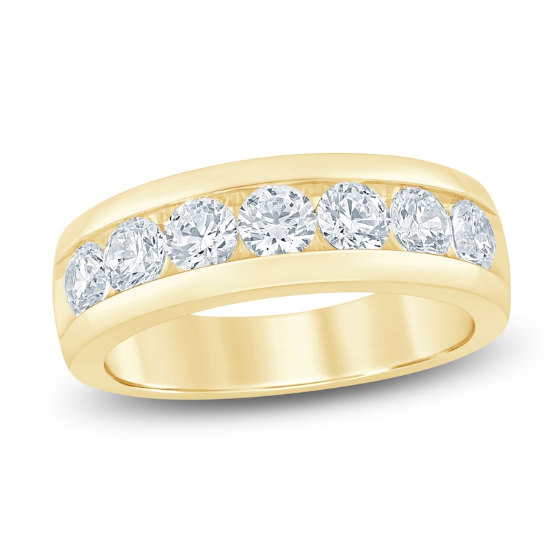 Main Image 1 of Men's Lab-Grown Diamond Seven-Stone Band 2 ct tw 14K Yellow Gold