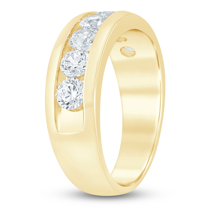 Main Image 2 of Men's Lab-Grown Diamond Seven-Stone Band 2 ct tw 14K Yellow Gold