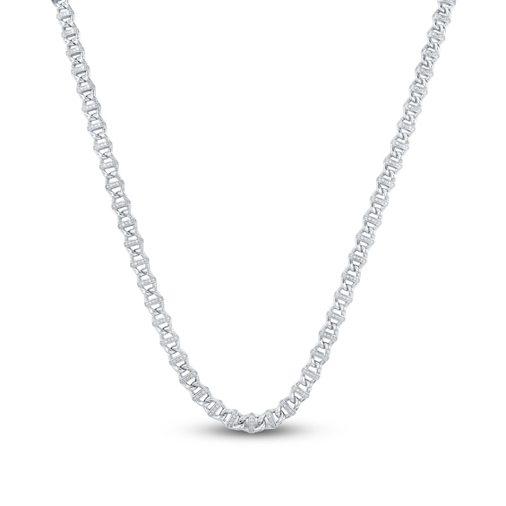 Men's Diamond Mariner Link Necklace 3/4 ct tw Sterling Silver 22"