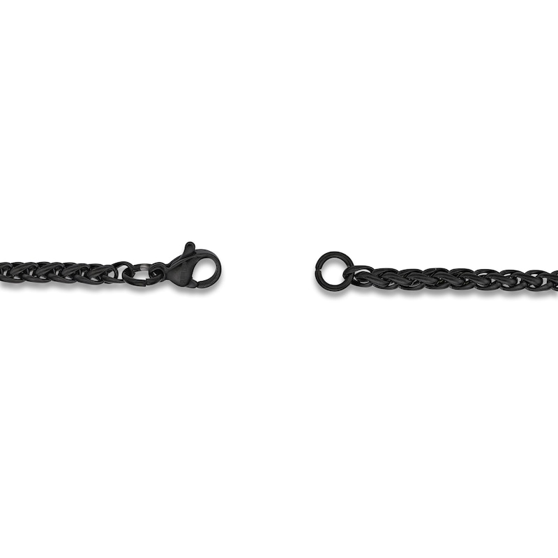 Main Image 3 of Wheat Chain Necklace 3mm Black Ion-Plated Stainless Steel 20"
