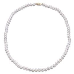 Akoya Cultured Pearl Necklace 14K Yellow Gold 5.5-6mm 20"