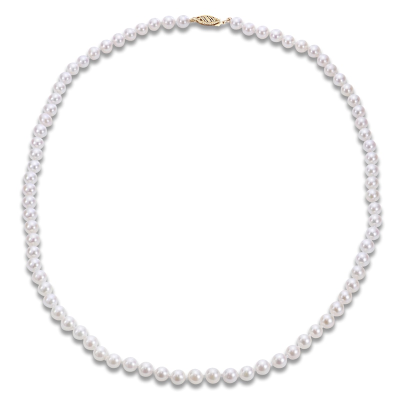 Main Image 1 of Akoya Cultured Pearl Necklace 14K Yellow Gold 5.5-6mm 20"
