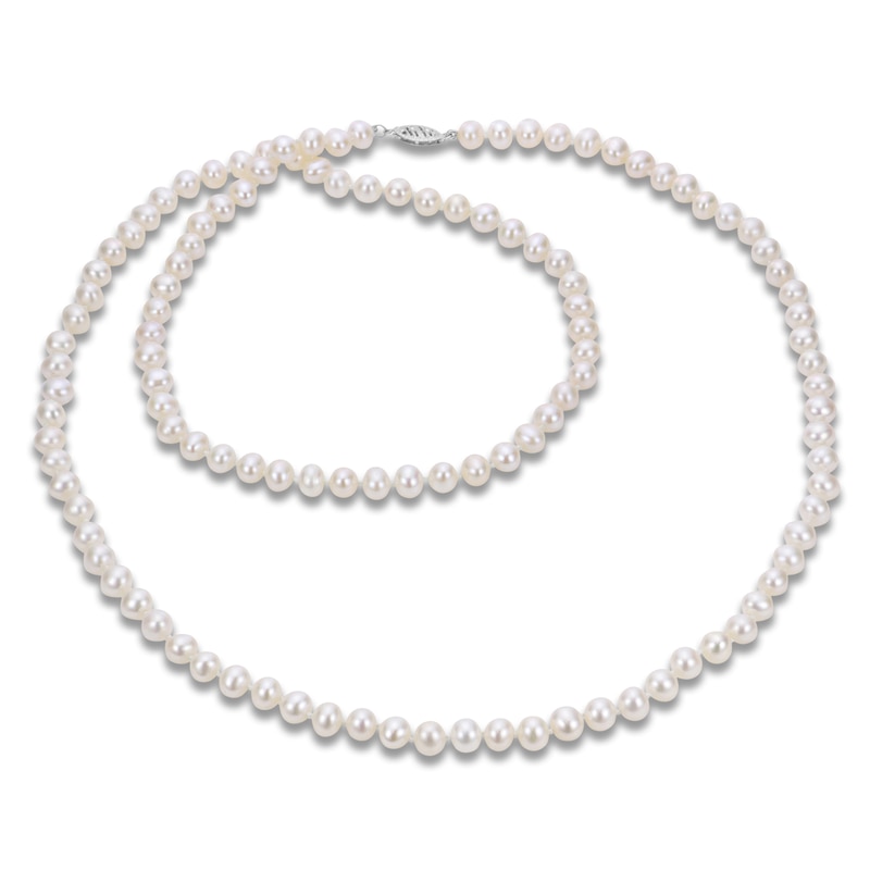 Main Image 1 of Akoya Cultured Pearl Necklace 14K White Gold 6.5-7mm 36"