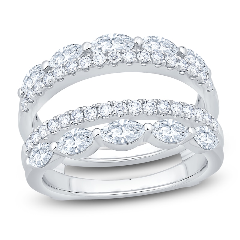 Main Image 1 of Marquise-Cut & Round Lab-Grown Diamond Enhancer Ring 1-1/2 ct tw 14K White Gold