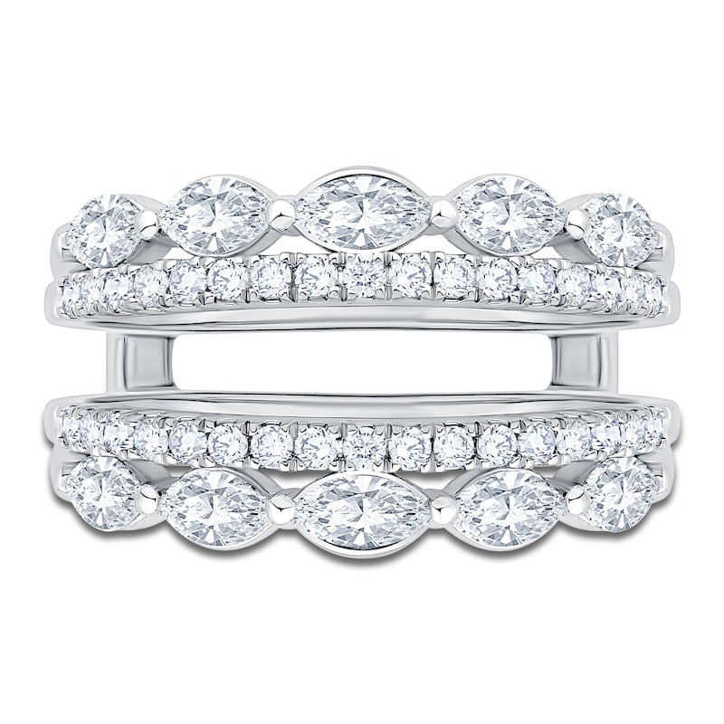 Main Image 3 of Marquise-Cut & Round Lab-Grown Diamond Enhancer Ring 1-1/2 ct tw 14K White Gold