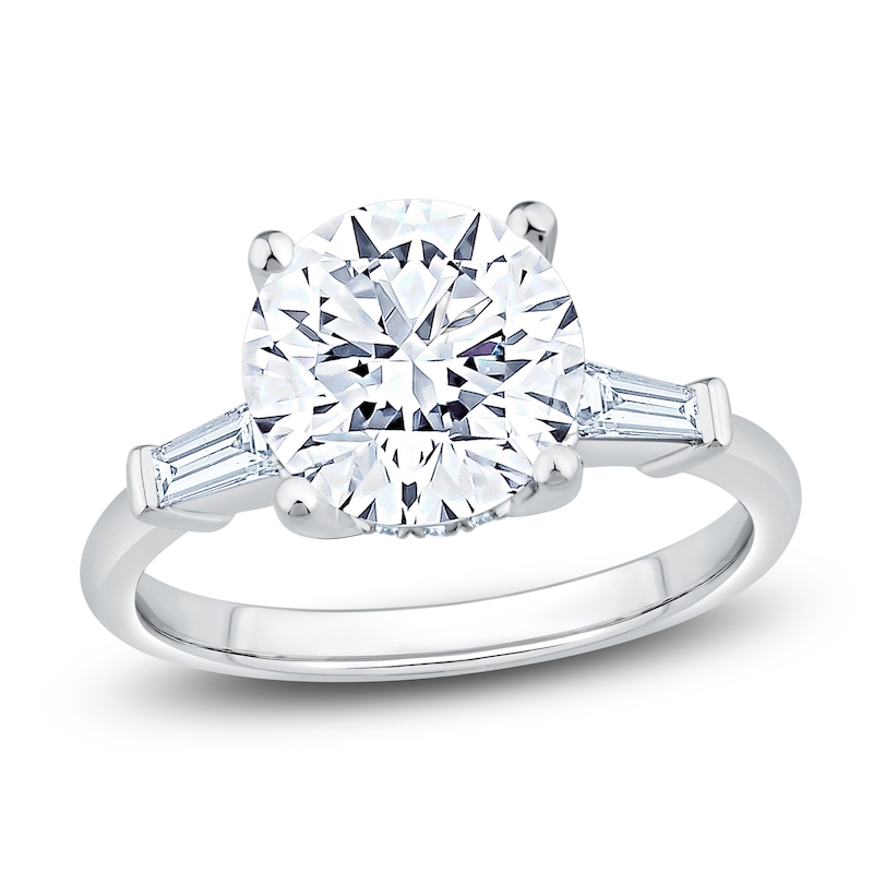 Main Image 1 of Round-Cut Lab-Grown Diamond Engagement Ring 3-1/3 ct tw 14K White Gold