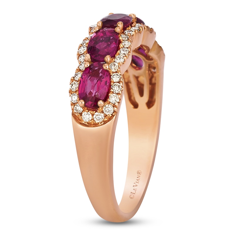 Main Image 2 of Le Vian Oval-Cut Natural Ruby Ring 1/4 ct tw Diamonds 14K Strawberry Gold