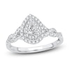 Thumbnail Image 1 of Diamond Halo Engagement Ring 3/8 ct tw Pear/Round 14K White Gold