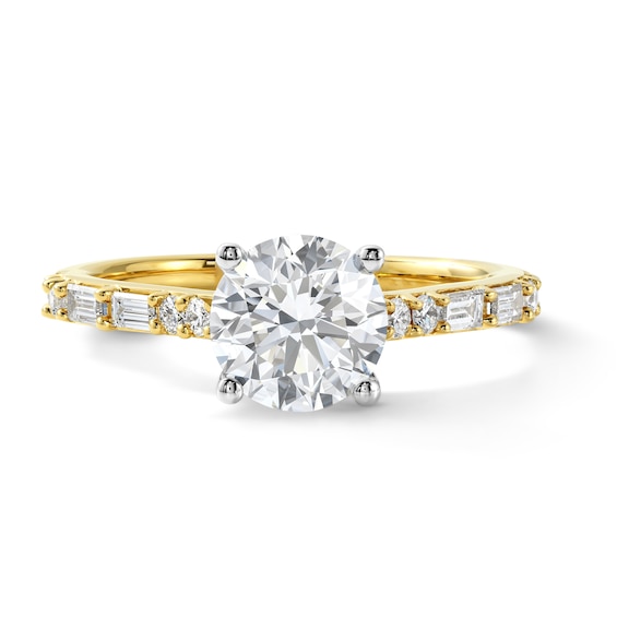 Certified Round-Cut Lab-Grown Diamond Engagement Ring 1-7/8 ct tw 14K Yellow Gold