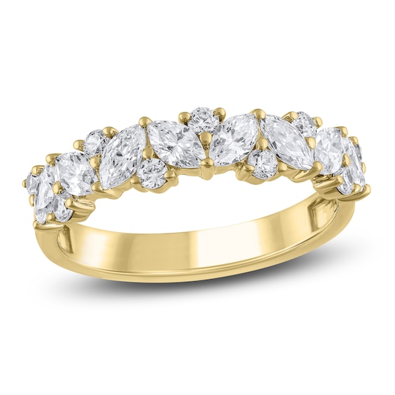 Certified Diamond Marquise & Round-Cut Anniversary Ring 1 ct tw 14K Yellow Gold