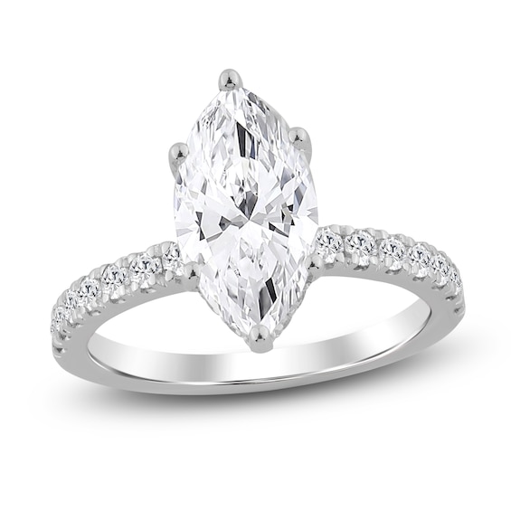Marquise-Cut Lab-Grown Diamond Hidden Halo Engagement Ring 2-1/2 ct tw 14K White Gold
