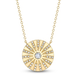 Shy Creation Diamond Disc Necklace 1/5 ct tw 14K Yellow Gold 18" SC55024284