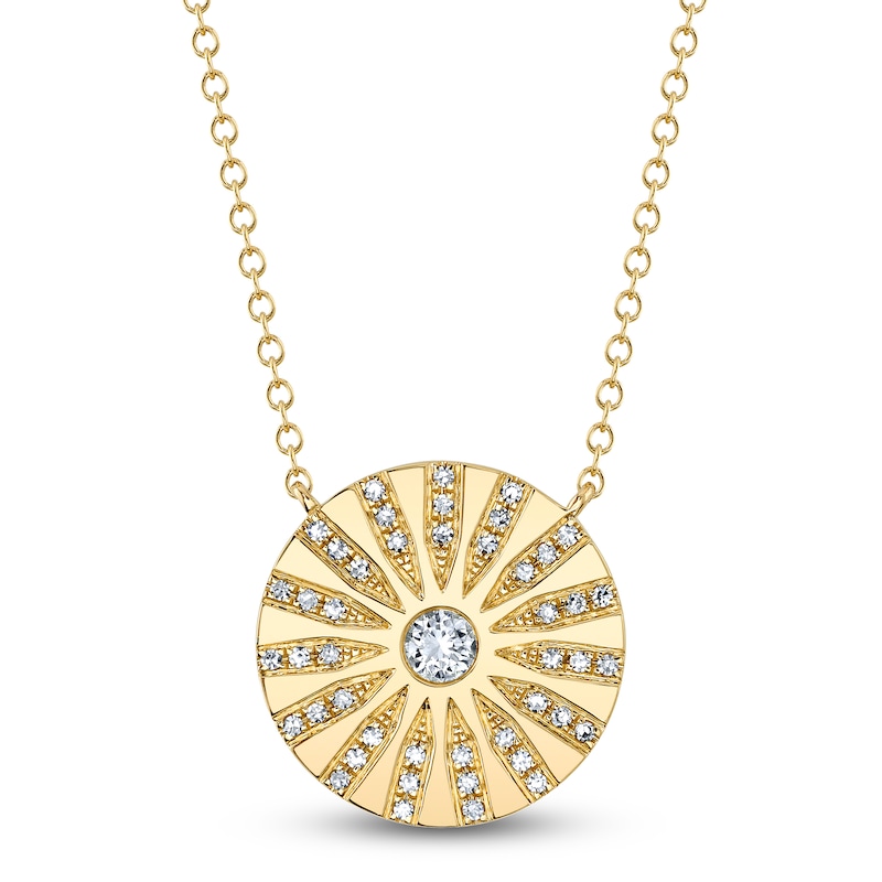 Main Image 1 of Shy Creation Diamond Disc Necklace 1/5 ct tw 14K Yellow Gold 18" SC55024284