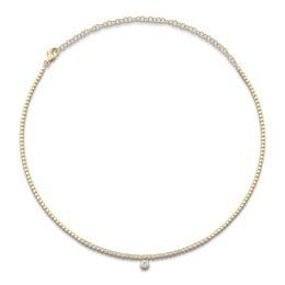 Shy Creation Diamond Bezel-Set Necklace 5/8 ct tw 14K Yellow Gold 18" SC55024503V2