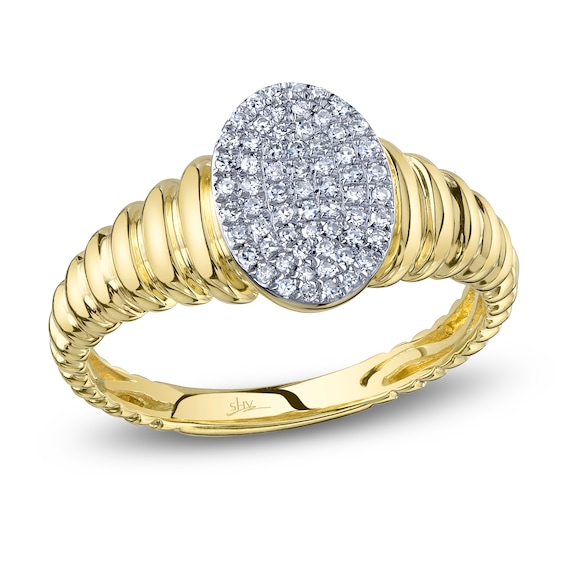Shy Creation Diamond Oval Ring 1/8 ct tw 14K Yellow Gold SC22009612RD