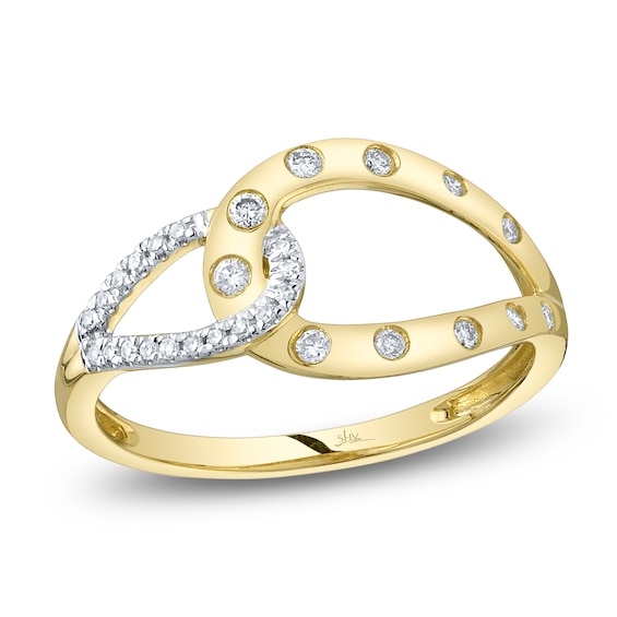 Shy Creation Diamond Interlocking Ring 1/8 ct tw 14K Yellow Gold SC22009373RD