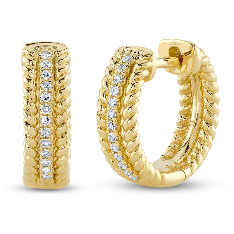 Main Image 2 of Shy Creation Diamond Rope Twist Hoop Earrings 1/20 ct tw 14K Yellow Gold SC55024717