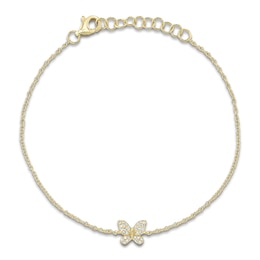 Shy Creation Diamond Butterfly Bracelet 1/15 ct tw 14K Yellow Gold 7" SC55025363
