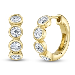 Shy Creation Diamond Bezel-Set Huggie Hoop Earrings 1-3/8 ct tw 14K Yellow Gold SC55026326