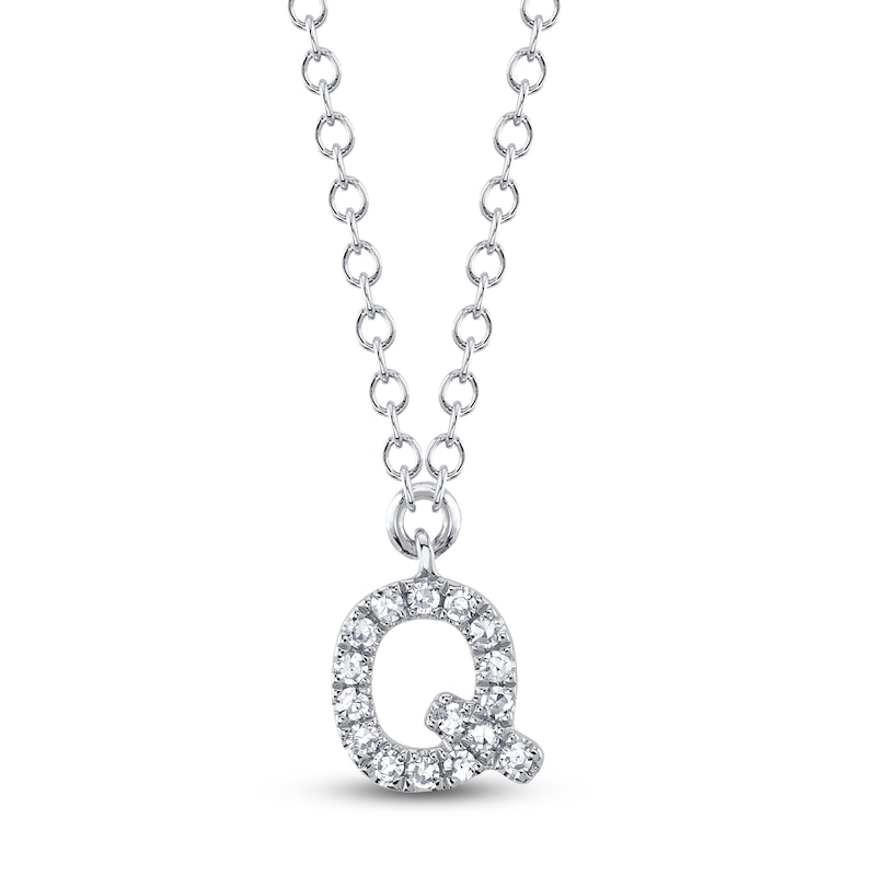 Main Image 1 of Shy Creation Diamond Accent Initial "Q" Necklace 14K White Gold 18" SC55007903-Q