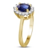 Thumbnail Image 2 of Oval-Cut Natural Blue Sapphire & Diamond Starburst Halo Ring 1/5 ct tw 14K Yellow Gold