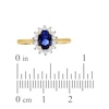 Thumbnail Image 3 of Oval-Cut Natural Blue Sapphire & Diamond Starburst Halo Ring 1/5 ct tw 14K Yellow Gold