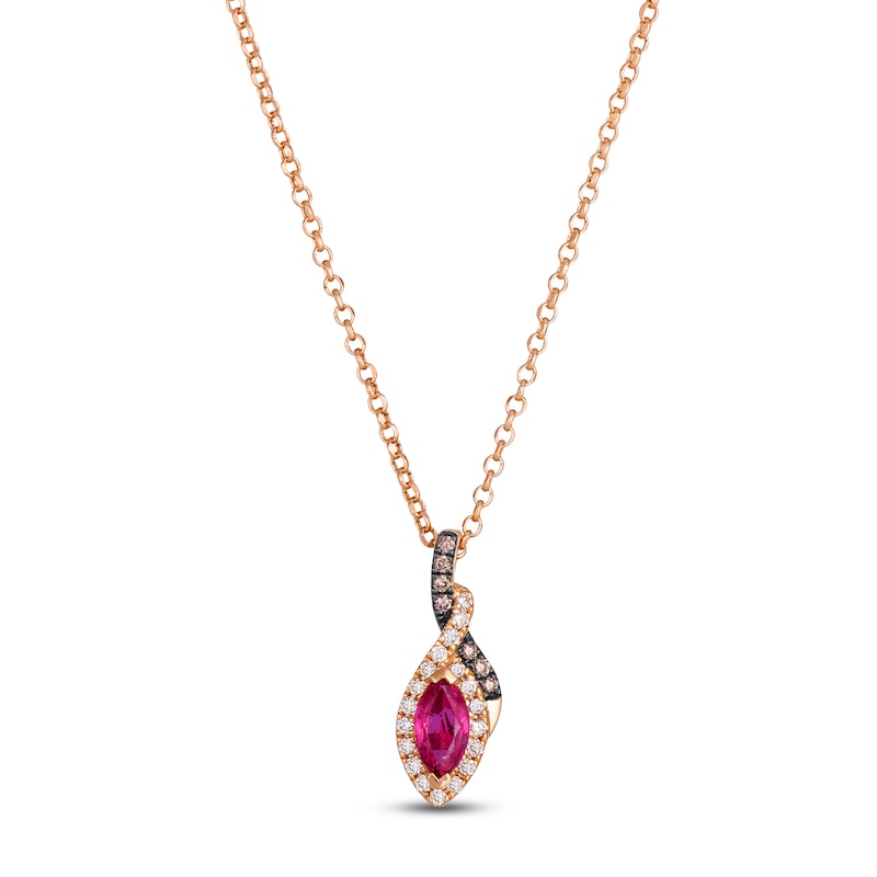 Main Image 1 of Le Vian Marquise-Cut Natural Ruby Necklace 1/5 ct tw Diamonds 14K Strawberry Gold 19"