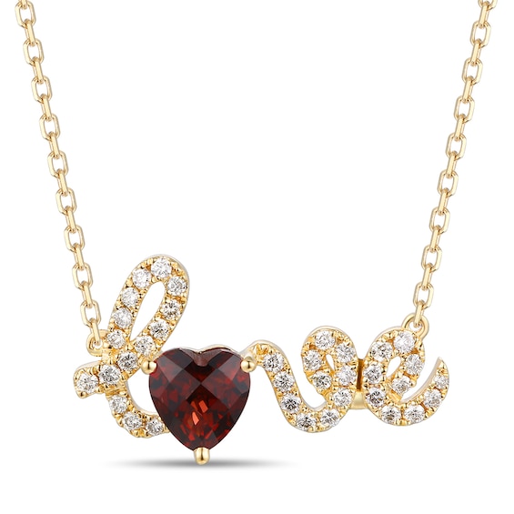 Le Vian Natural Garnet Necklace 1/4 ct tw Diamonds 14K Honey Gold