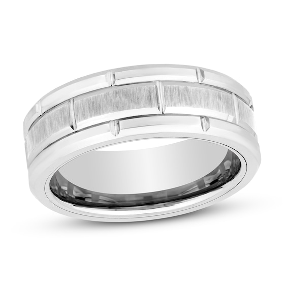 White Tungsten Carbide Wedding Band
