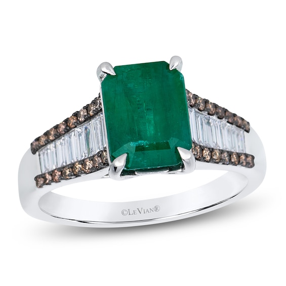 Le Vian Rectangle-Cut Natural Emerald Ring 1/2 ct tw Diamonds Platinum