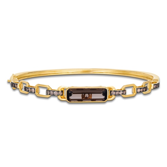 Le Vian Octagon-Cut Natural Smoky Quartz Bangle Bracelet 1/2 ct tw Diamonds 14K Honey Gold