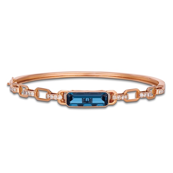 Le Vian Octagon-Cut Natural London Blue Topaz Bangle Bracelet 1/2 ct tw Diamonds 14K Strawberry Gold