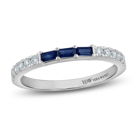 Vera Wang VOW Baguette-Cut Natural Sapphire & Certified Diamond Wedding Band 1/5 ct tw 14K White Gold