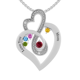 Birthstone Family & Mother's Necklace (2-5 Stones and 2 Lines)