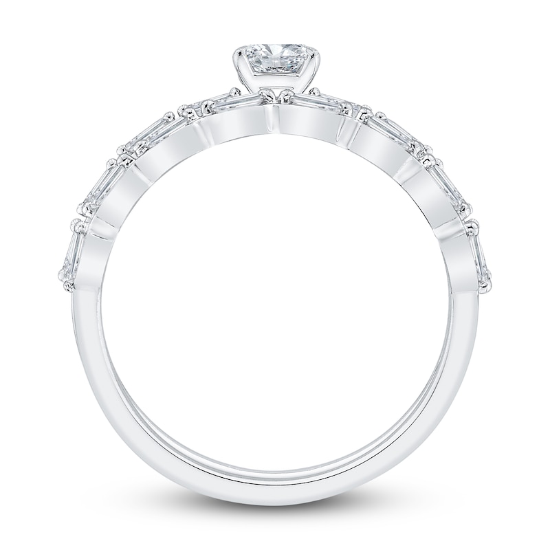 Main Image 3 of Diamond Bridal Set 3/4 ct tw Cushion/Baguette 14K White Gold