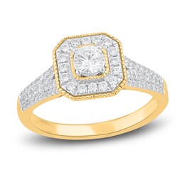 Diamond Engagement Ring 3/4 ct tw Round 14K Yellow Gold