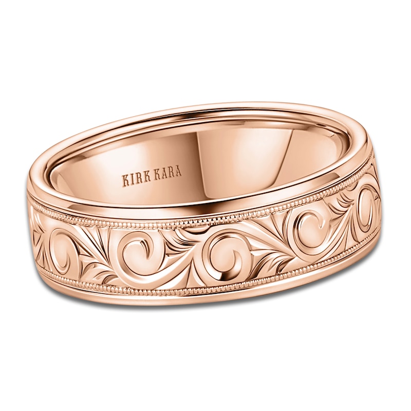 Main Image 1 of Kirk Kara Men's Engraved Wedding Band 18K Rose Gold
