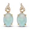 Thumbnail Image 1 of Natural Opal Dangle Earrings 1/20 ct tw Round 10K Yellow Gold