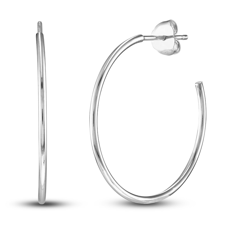 Main Image 1 of Round Wire Hoop Earrings 14K White Gold 25mm